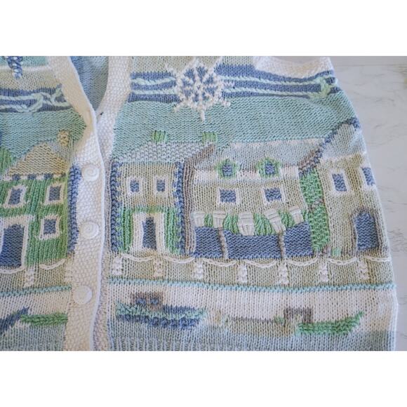 VTG Marisa Christina knit Sea Shore Sweater Vest 2X Cottagecore Whimsy Nautical - Picture 11 of 16